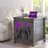 24-Inch Farmhouse Industrial End Table With Charging Station