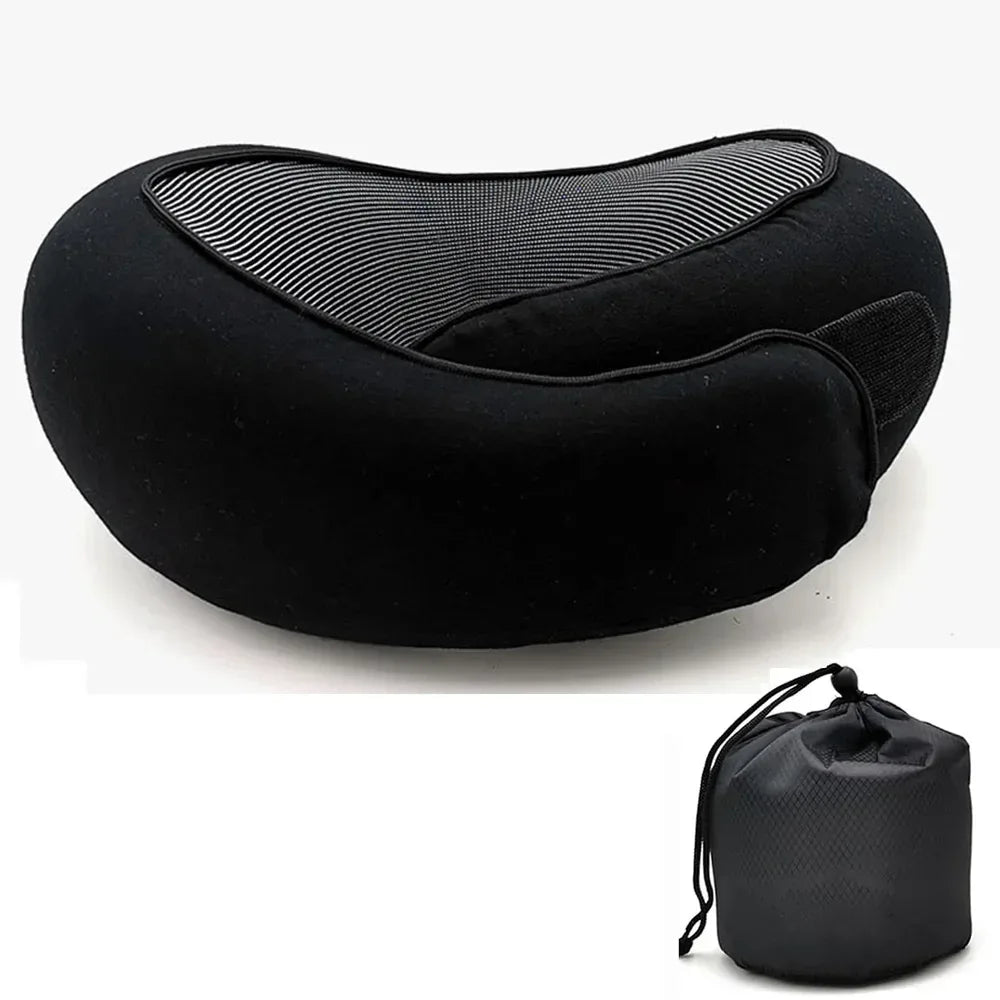 Memory Foam Travel Neck Pillow Adjustable U-Shape Support - Omega Lifestyles
