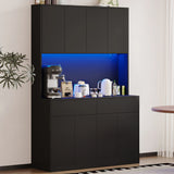 American Country Antique Wood Pantry Cabinet With LED Lights