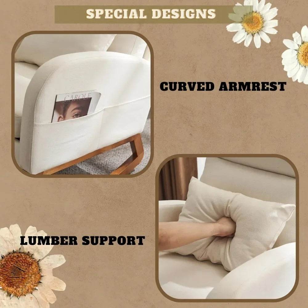 Beige Linen Upholstered Nursery Rocking Chair - Omega Lifestyles