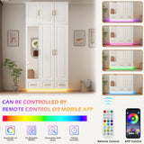 Modern 3-Door Engineered Wood Wardrobe With LED Lights