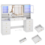 Large Modern Wooden Vanity Desk With Mirror Lights