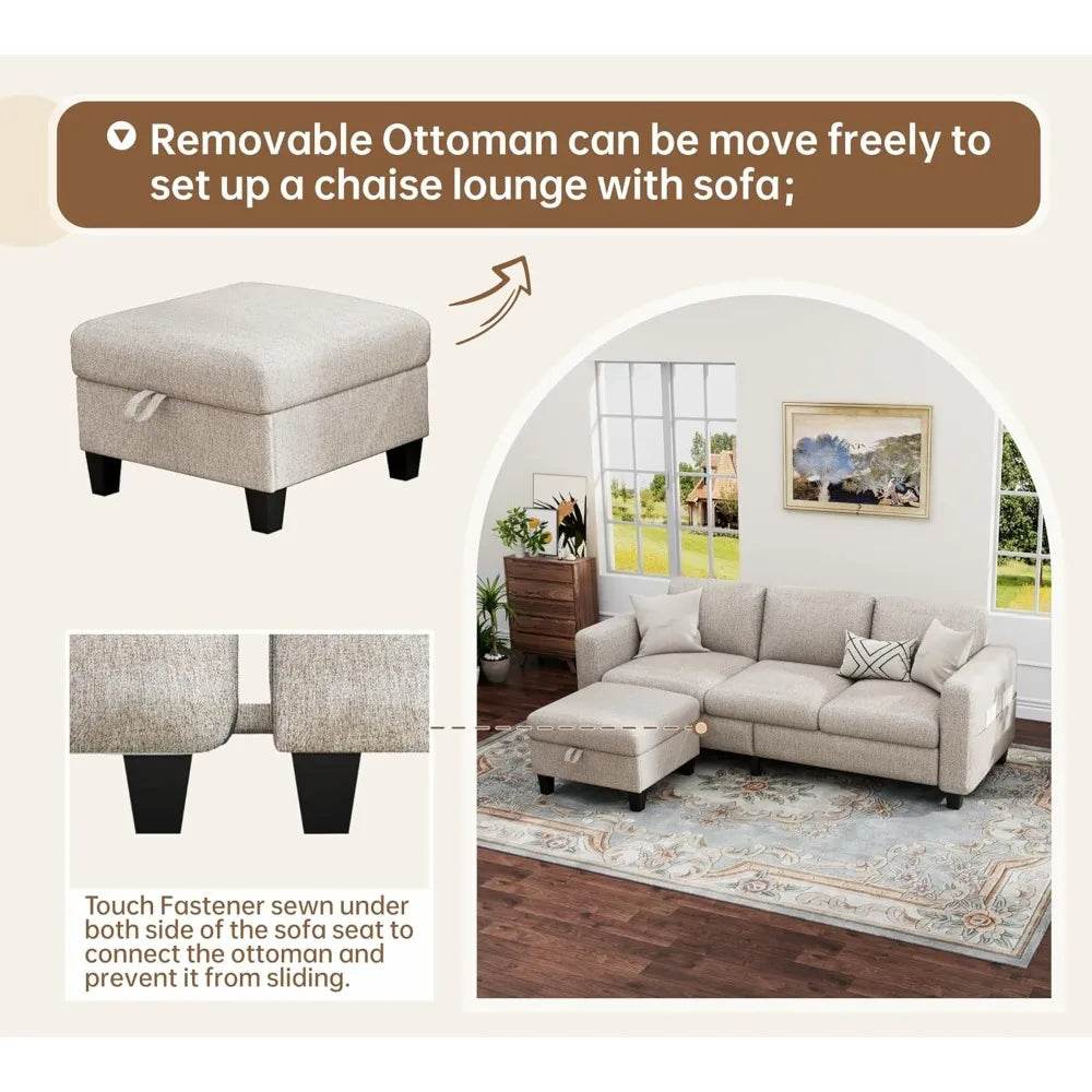 Modern Convertible L Shaped Sectional Sofa - Omega Lifestyles