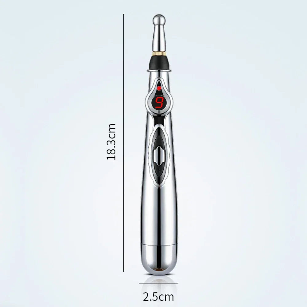 Electronic Acupuncture Pen Stainless Steel Massage Device With 5 Heads - Omega Lifestyles