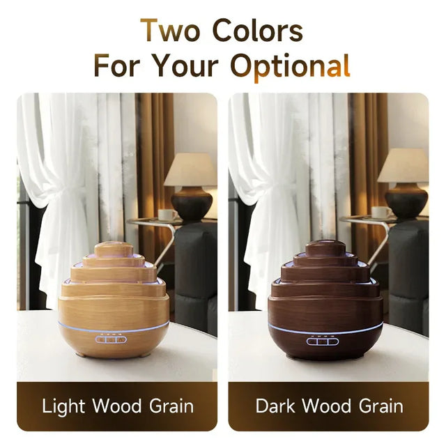 Ultrasonic Wood Grain Aroma Diffuser With Colorful LED Light - Omega Lifestyles