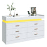 Modern 6-Drawer Wooden Dresser With LED Light