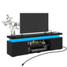 Modern 66-Inch High Gloss LED TV Stand With Power Outlet