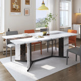 Large Rectangular Wood Top Modern Dining Table With Metal Legs