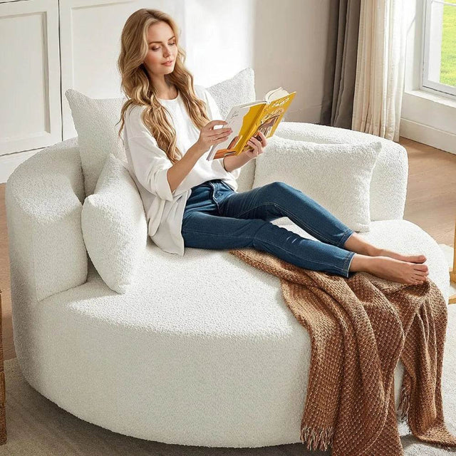 Oversized 360-Degree Swivel Chenille Chair - Omega Lifestyles