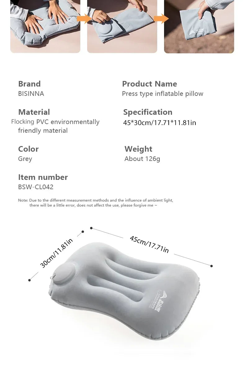 Inflatable Portable Camping Pillow With Built-In Pump - Omega Lifestyles