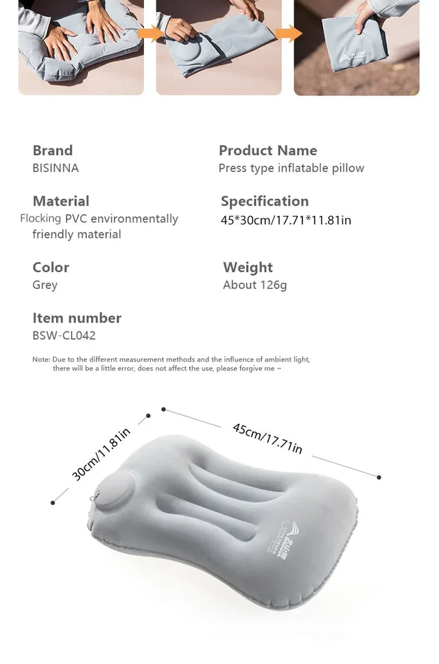 Inflatable Portable Camping Pillow With Built-In Pump - Omega Lifestyles