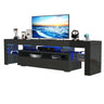 Modern RGB LED Wooden TV Stand With Storage Drawers