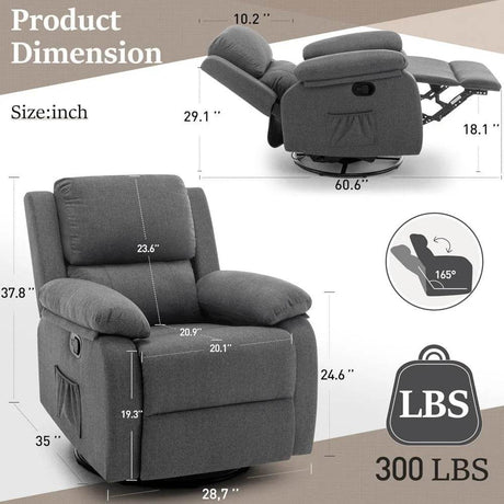 360-Degree Swivel Rocker Recliner Chair - Omega Lifestyles