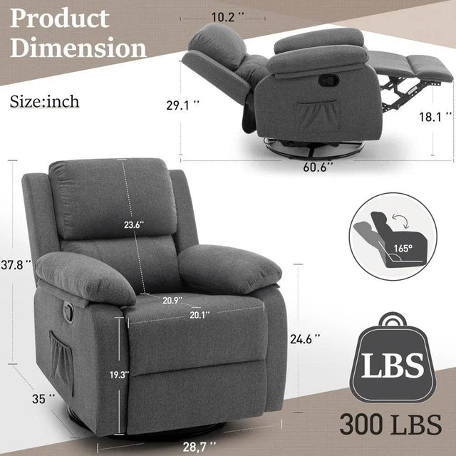 360-Degree Swivel Rocker Recliner Chair - Omega Lifestyles