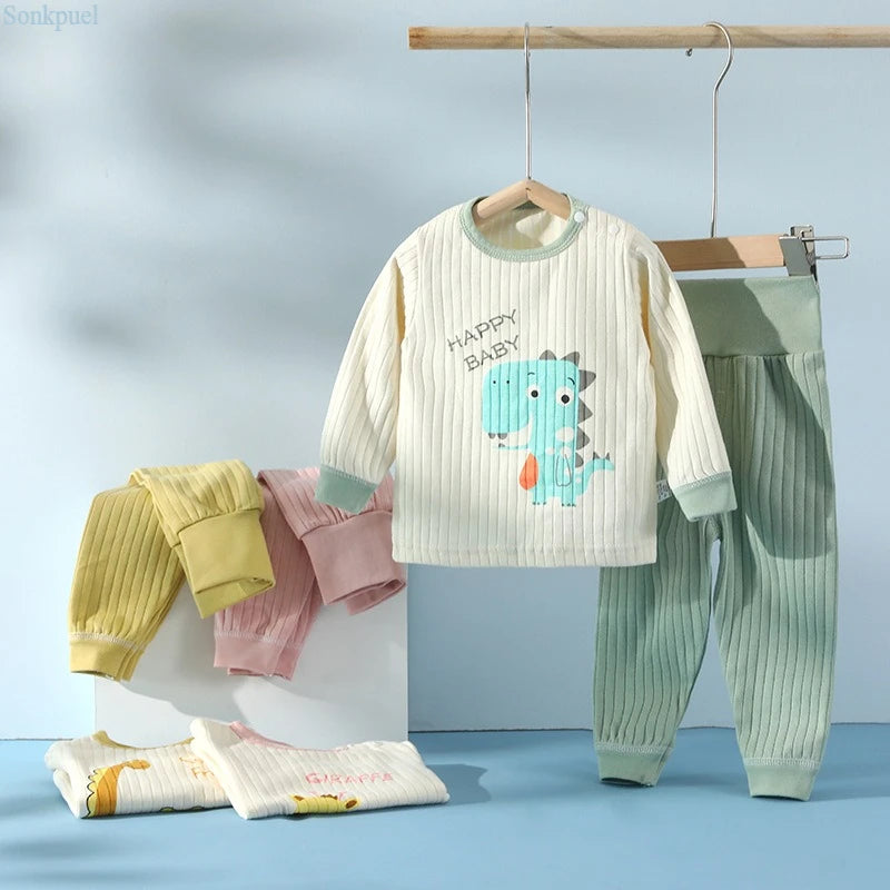 Children Cotton Animal Print Long Sleeve Pajama Set