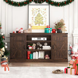 66-Inch Farmhouse Wooden TV Stand With Power Outlets