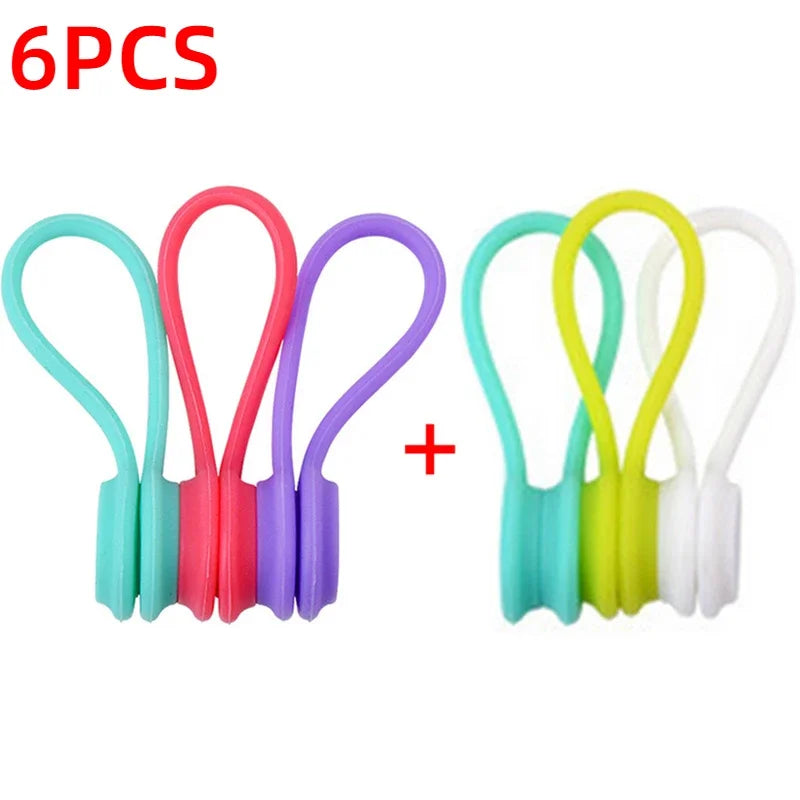Set of 6 Silicone Reusable Cable Twist Ties Organizer