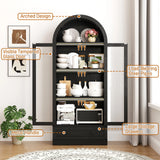 75-Inch Arched Farmhouse Wood Kitchen Pantry Cabinet