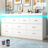 Modern 10-Drawer Dresser with LED Light - Omega Lifestyles