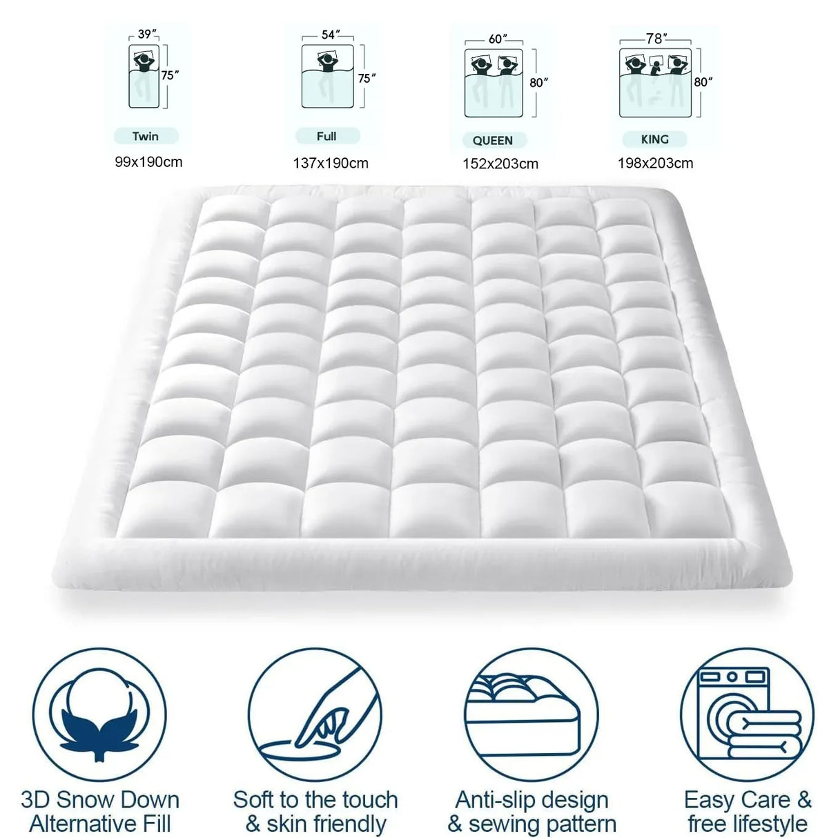 Extra Soft 3-Inch Cooling Quilted Mattress Topper Twin - Omega Lifestyles