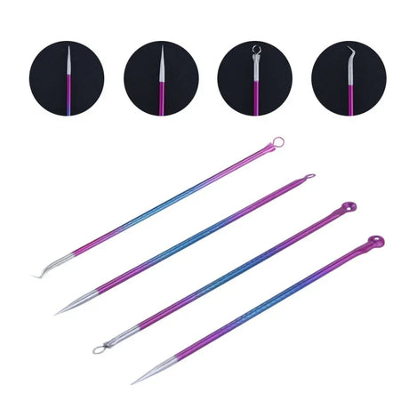 4-Piece Stainless Steel Acne Needle Tool Set - Omega Lifestyles
