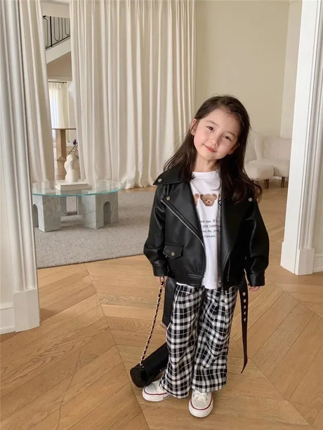 Children’s Autumn Thin Cotton Polyester PU Leather Jacket - Omega Lifestyles