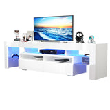 Modern RGB LED Wooden TV Stand With Storage Drawers