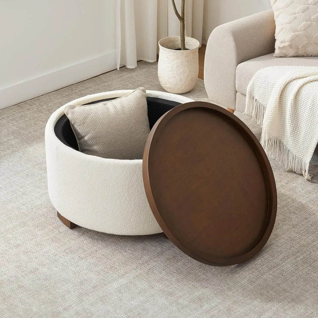 Modern Round Storage Ottoman Coffee Table - Omega Lifestyles