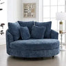 Oversized Round Barrel Chenille Fabric Accent Chair With Ottoman - Omega Lifestyles