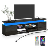 Modern 74-Inch LED TV Stand With Power Outlet and USB Ports