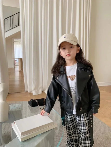 Children’s Autumn Thin Cotton Polyester PU Leather Jacket - Omega Lifestyles