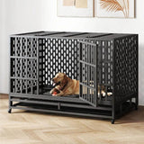Heavy Duty 48-Inch Alloy Steel Dog Crate With Wheels - Sleep Galleria