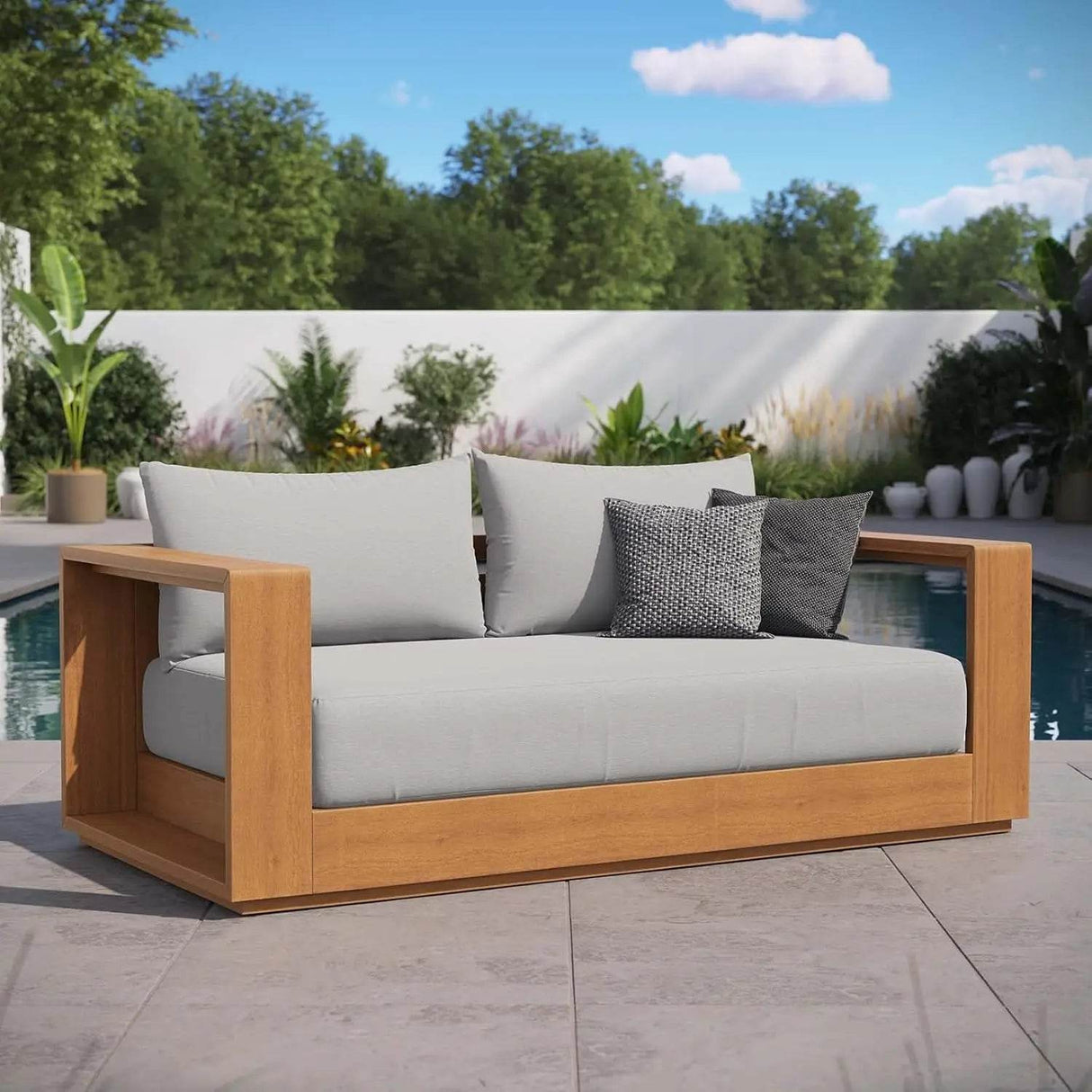 Acacia Wood Outdoor Patio Loveseat - Omega Lifestyles
