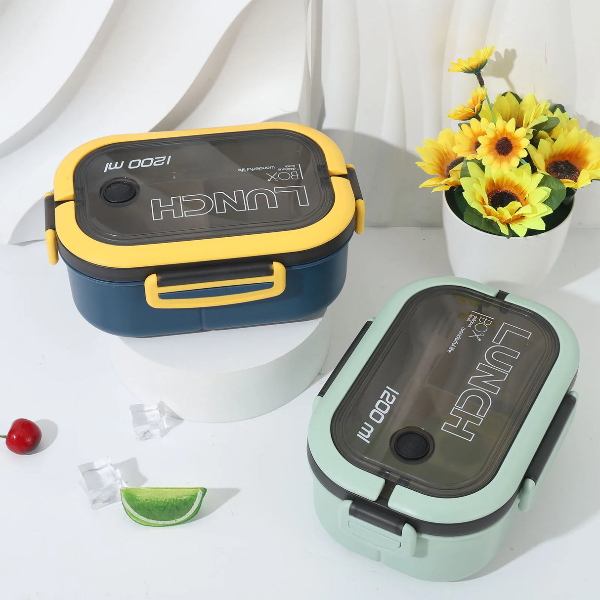 Stackable Leak-Proof 1200ML Bento Lunch Box With Tableware