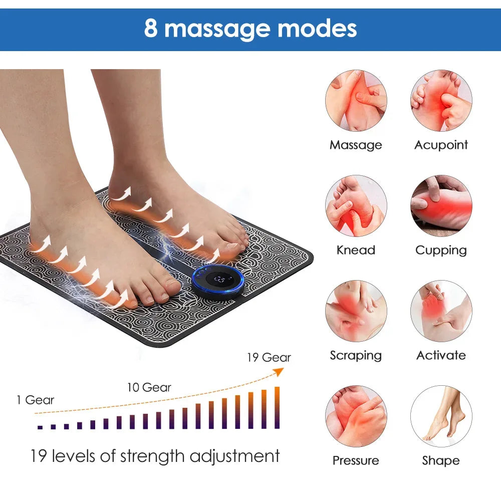 EMS Foot Massager Pad With 8 Modes And Remote Control - Omega Lifestyles