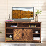 Farmhouse Wood Sliding Barn Door TV Stand Cabinet