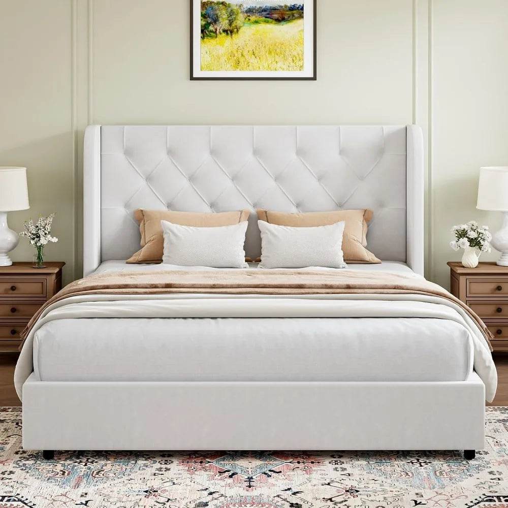 Upholstered Velvet Tufted Bed Frame - Omega Lifestyles