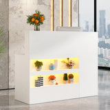 Modern LED Reception Desk With Storage Cabinets and Power Outlets