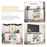 66-Inch Farmhouse Wooden TV Stand With Power Outlets