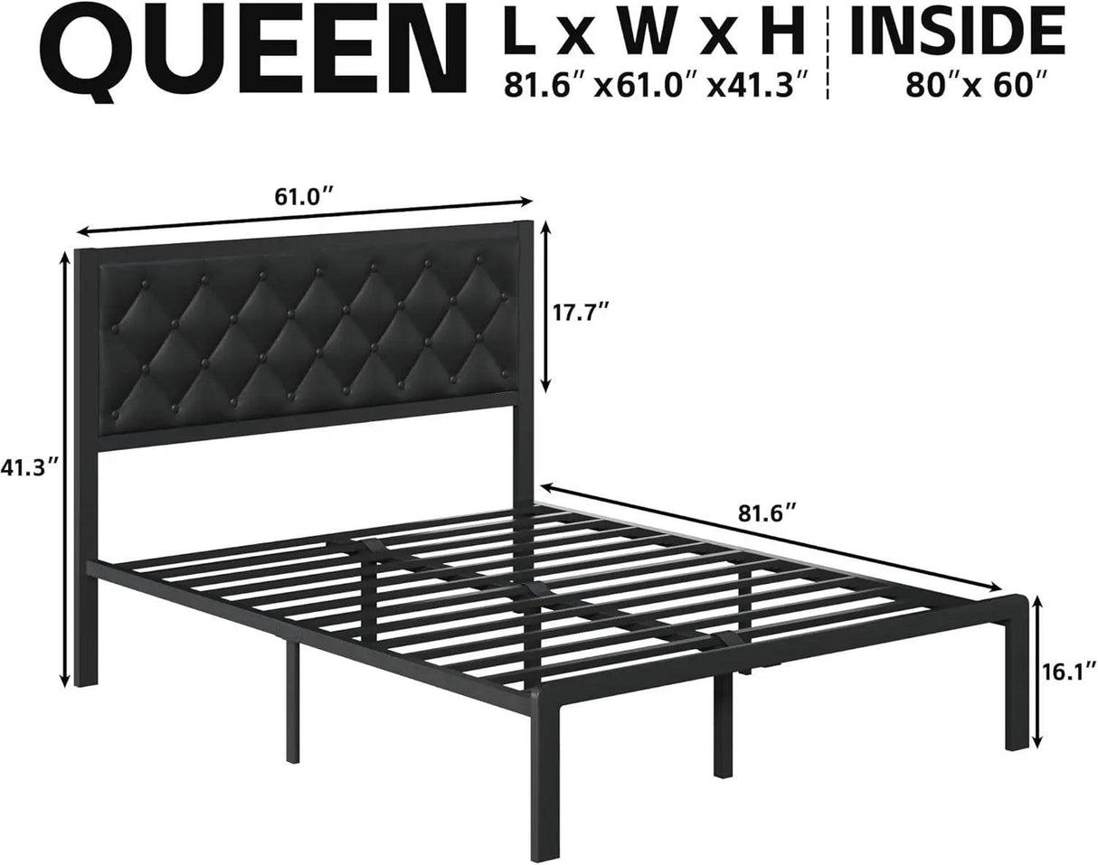 PU Leather Upholstered Bed Frame with Headboard - Omega Lifestyles