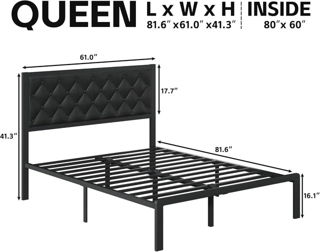 PU Leather Upholstered Bed Frame with Headboard - Omega Lifestyles