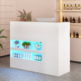 Modern LED Reception Desk With Storage Cabinets and Power Outlets