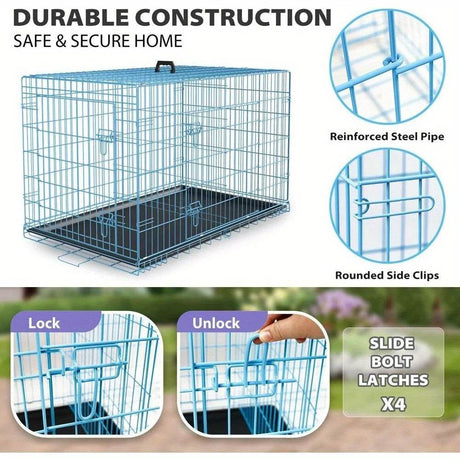 Folding Heavy Duty Iron Pet Crate For Dogs - Sleep Galleria