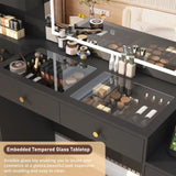 Large Modern Wooden Vanity Desk With Mirror Lights