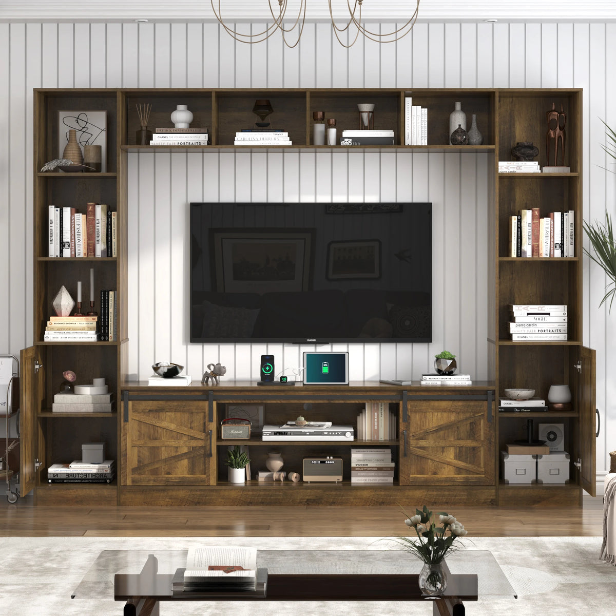 Modern 4-Piece Wall Unit TV Stand With Bookshelves