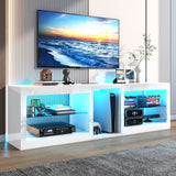 Modern 63-Inch Adjustable LED TV Stand With Storage Shelves