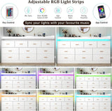 Modern 10-Drawer Dresser with LED Light - Omega Lifestyles