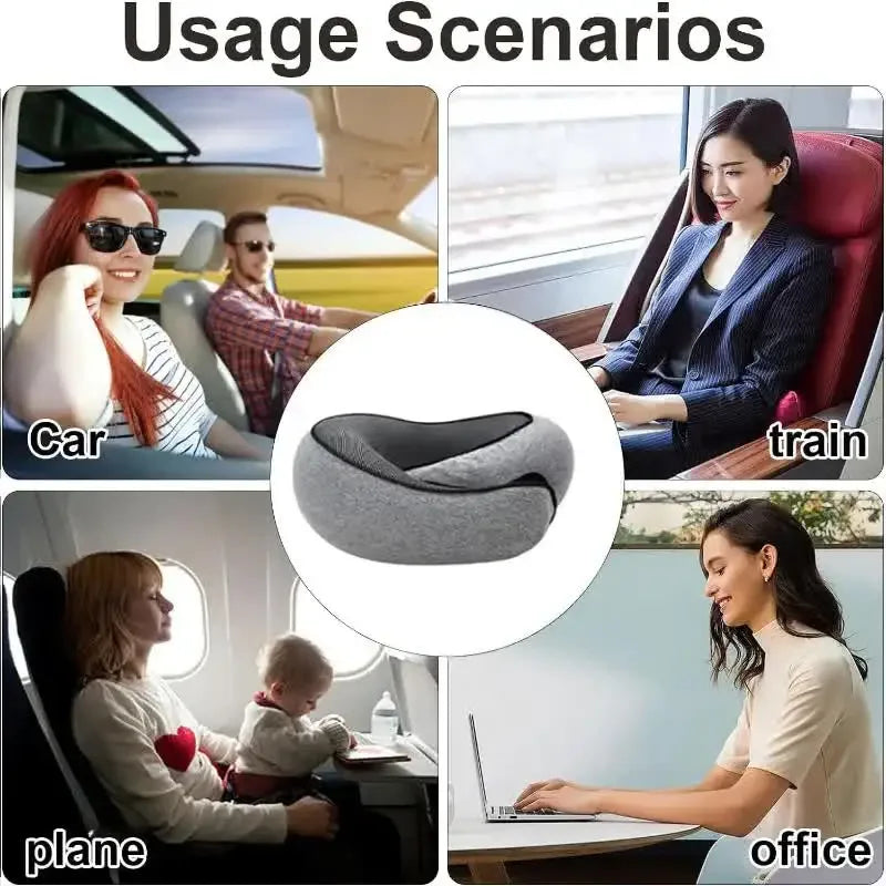 Memory Foam Travel Neck Pillow Adjustable U-Shape Support - Omega Lifestyles