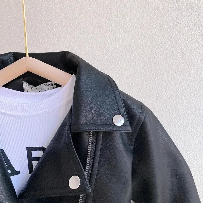 Children’s Autumn Thin Cotton Polyester PU Leather Jacket - Omega Lifestyles