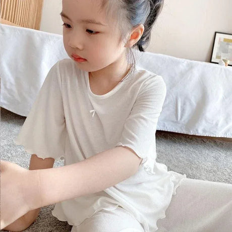 Girls Thin Summer Polyester Knit Casual Homewear Set - Omega Lifestyles